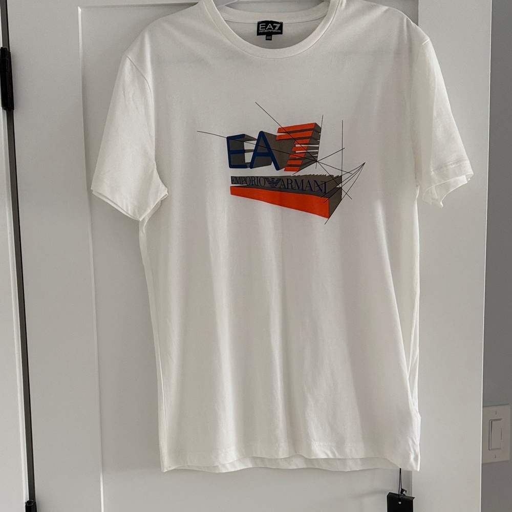 Emporio Armani White Tee with Graphic Design